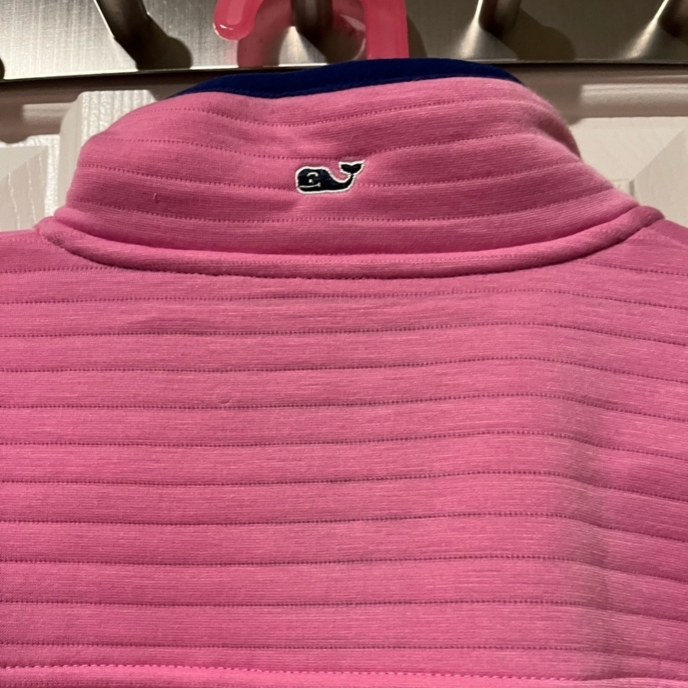 Vineyard Vines size L (14) pink/navy pullover with snap up mock neckline - Picture 11 of 13